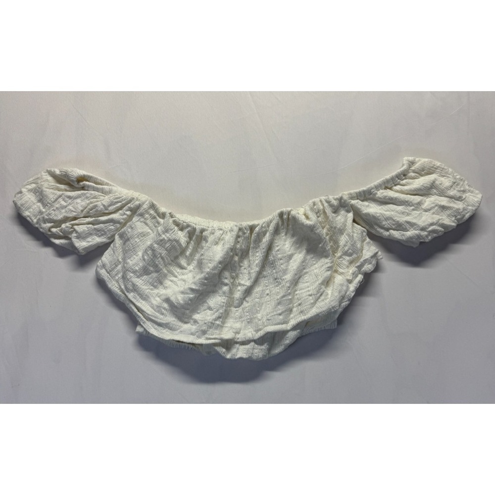 Roxy Peasant Cropped Top Womens Small White‎ Viscose Blend Off The Shoulder Boho
